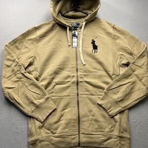 Polo Ralph Lauren Big Pony Zip Hoodie 4XL NWT Tan Black Pony Same Day Ship